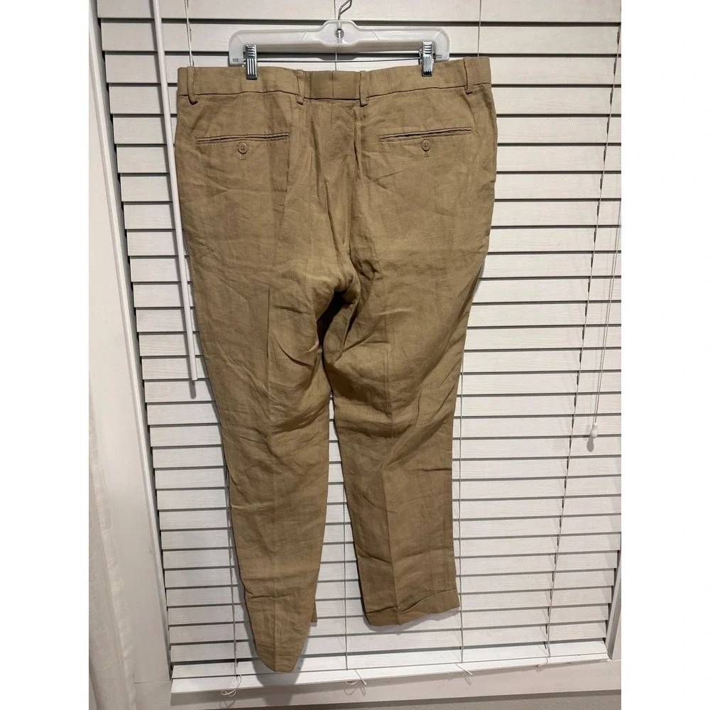Polo‎ Ralph Lauren Men Tan Linen Blend Chino Pants 44x30 Flat Front